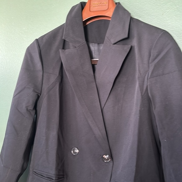 New women’s black Sz M double breasted casual business blazer top - Picture 5 of 9